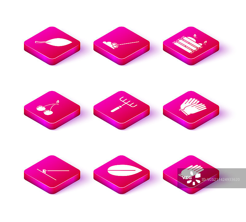 花园耙树叶樱桃手套图片素材