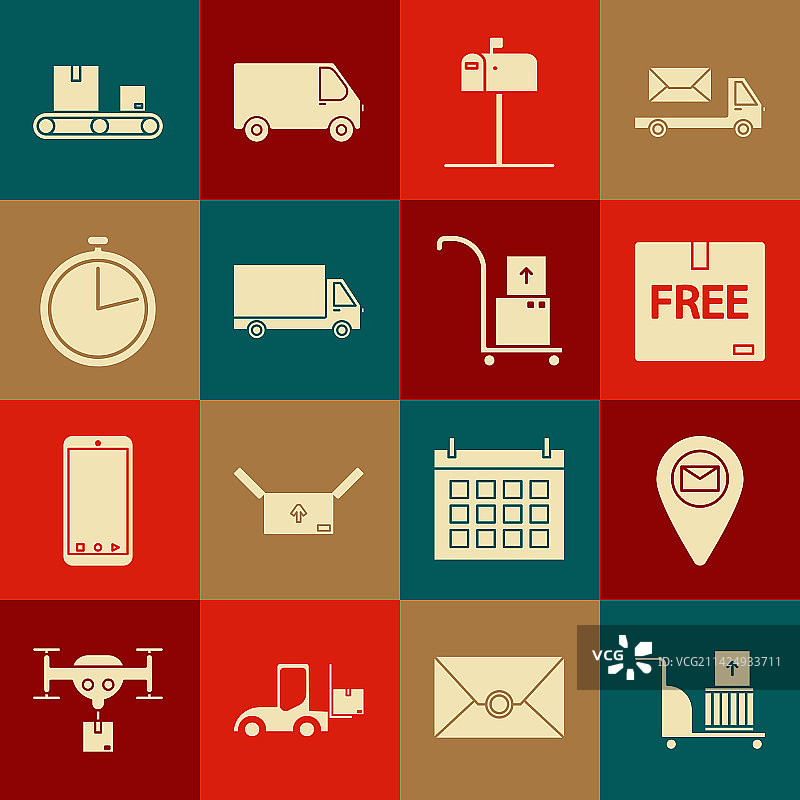 电动手推车箱子占位符套装图片素材