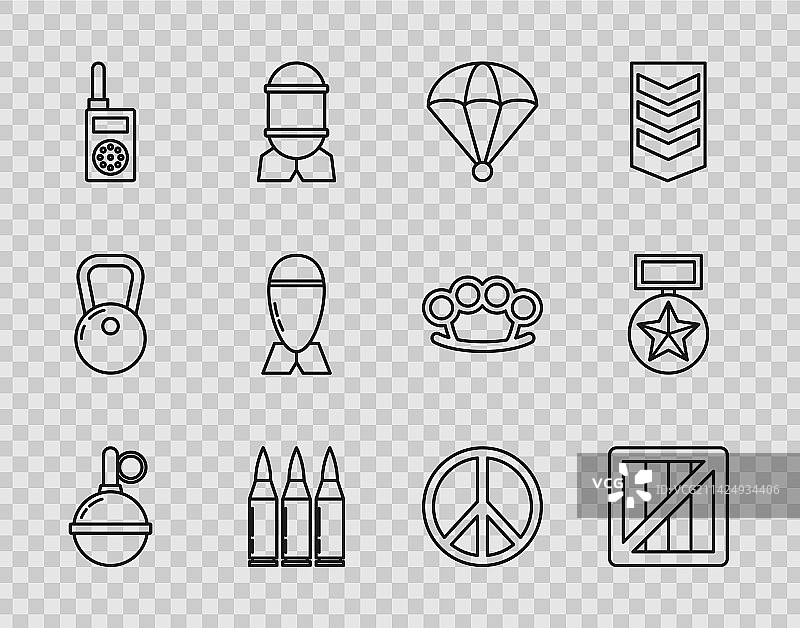 手榴弹和军用弹药箱组合图片素材