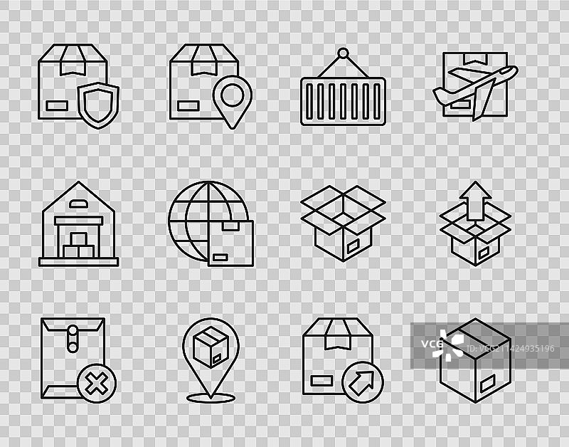 删除信封纸箱瓦楞纸板线条图片素材
