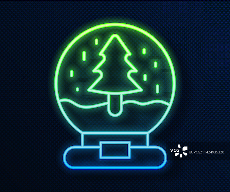 发光霓虹灯圣诞节雪花玻璃球图片素材