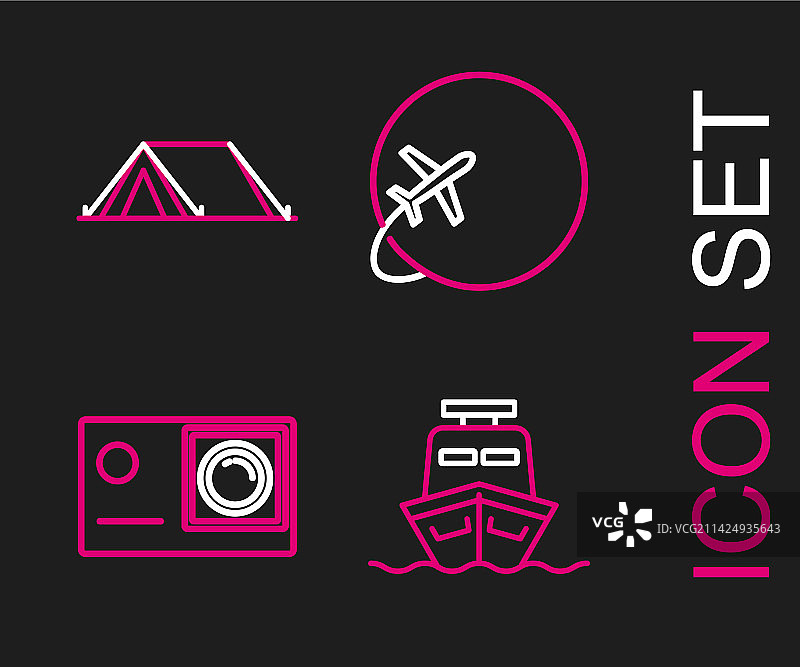 轮船极限运动相机地球线条组合图片素材