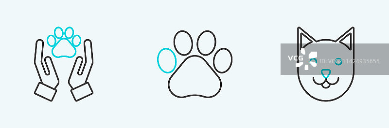 猫爪动物足迹线条图案图片素材