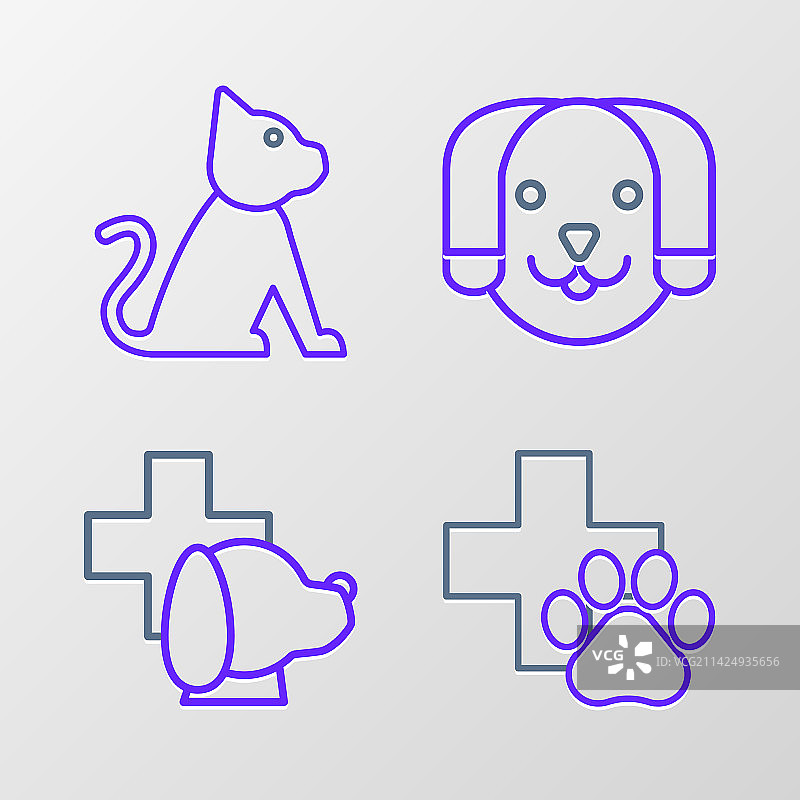 兽医诊所猫狗符号线条组合图片素材