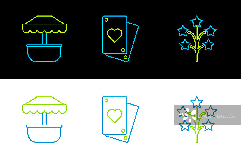 烟花游乐场旋转木马线条组合图片素材