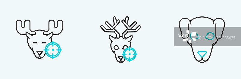 猎犬追捕驼鹿十字线图案图片素材