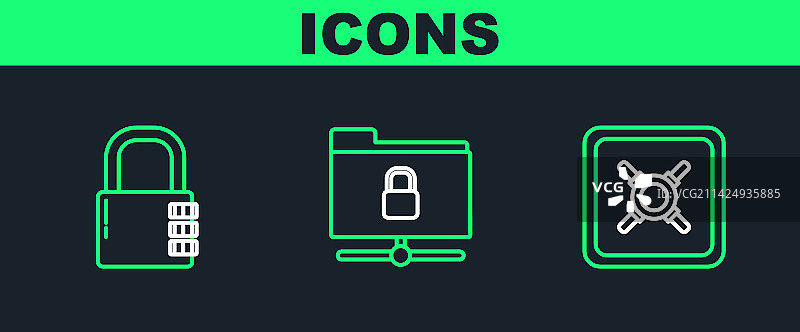 保险箱密码锁FTP文件夹组合图片素材