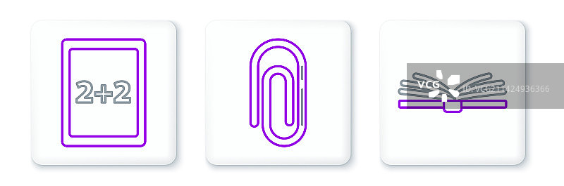 打开的书本、带计算器的平板电脑图片素材