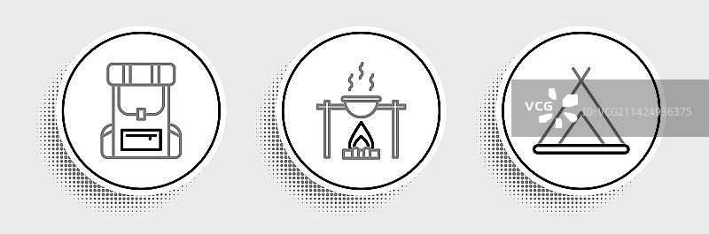 帐篷远足背包线条图片素材