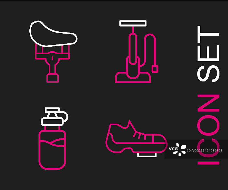 自行车鞋和运动水壶元素套装图片素材