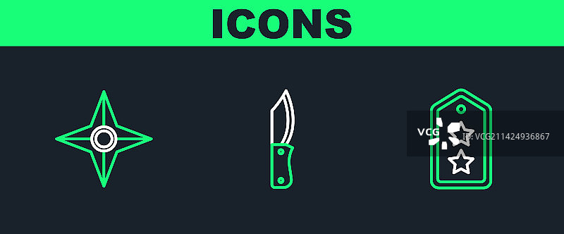 军衔日本忍者手里剑线性组合图片素材