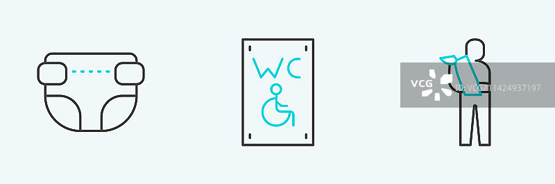 线条元素：人类，手臂骨折，成人纸尿裤图片素材