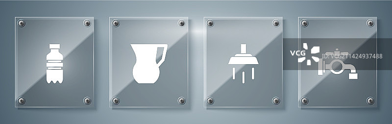 水龙头、淋浴喷头、水壶和水杯图片素材