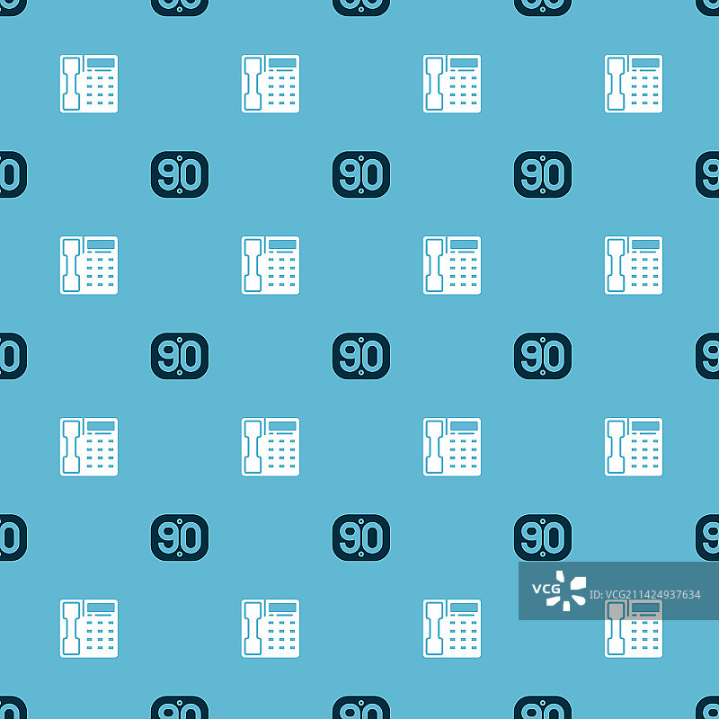 90年代复古风和电话听筒无缝图案图片素材