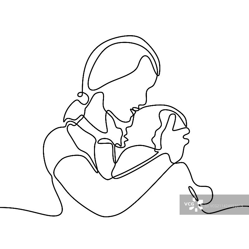 新生婴儿连续单线画图片素材