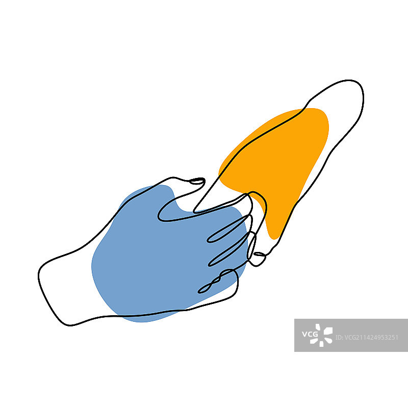 极简风格的牵手单线绘画图片素材