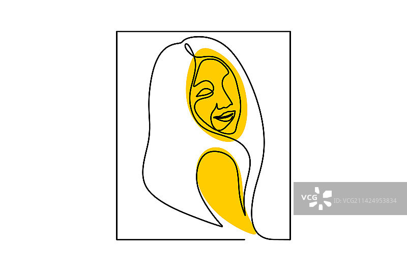 美女单线连续画图片素材