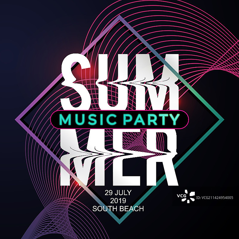 夏季音乐派对banner几何模板图片素材