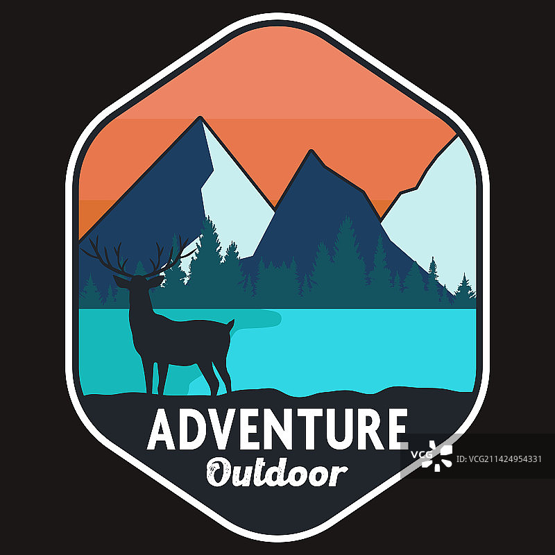 复古冒险徽章贴纸和T恤设计图片素材