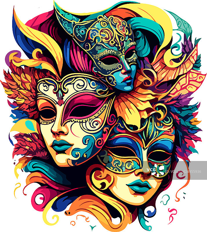华丽的彩色威尼斯面具图片素材