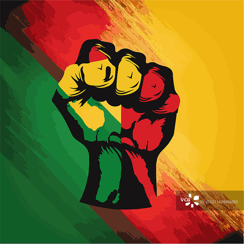 紧握的拳头与泛非洲色彩图片素材