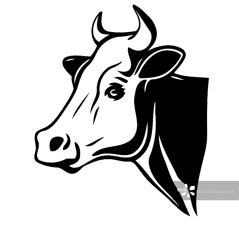 简约风奶牛线条艺术符号图片素材