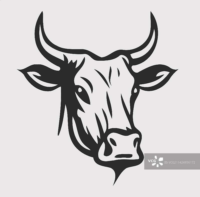 简约风奶牛线条艺术符号图片素材