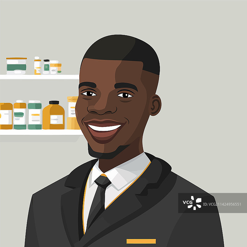 正在药房工作的成年黑人男子图片素材