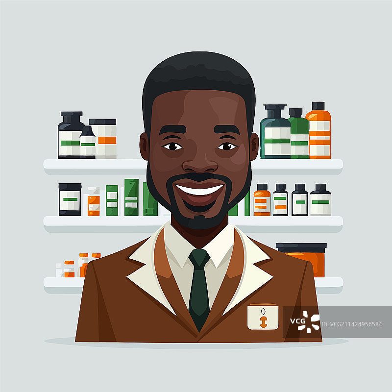 正在药房工作的成年黑人男子图片素材