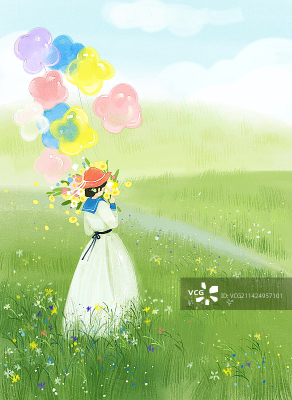 站在春天里的女性图片素材