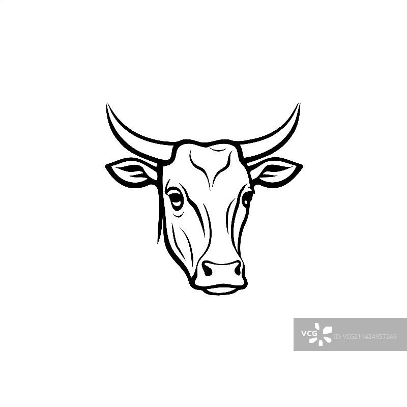 简约风奶牛线条艺术符号图片素材
