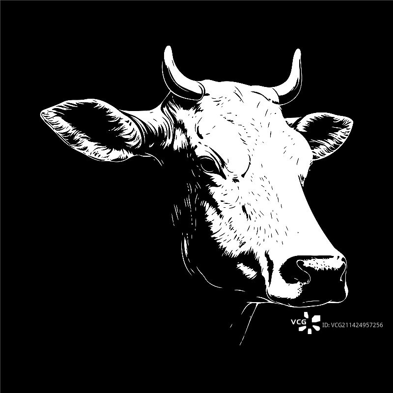 简约风奶牛线条艺术符号图片素材