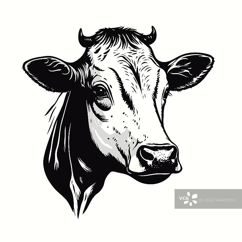 简约风奶牛线条艺术符号图片素材