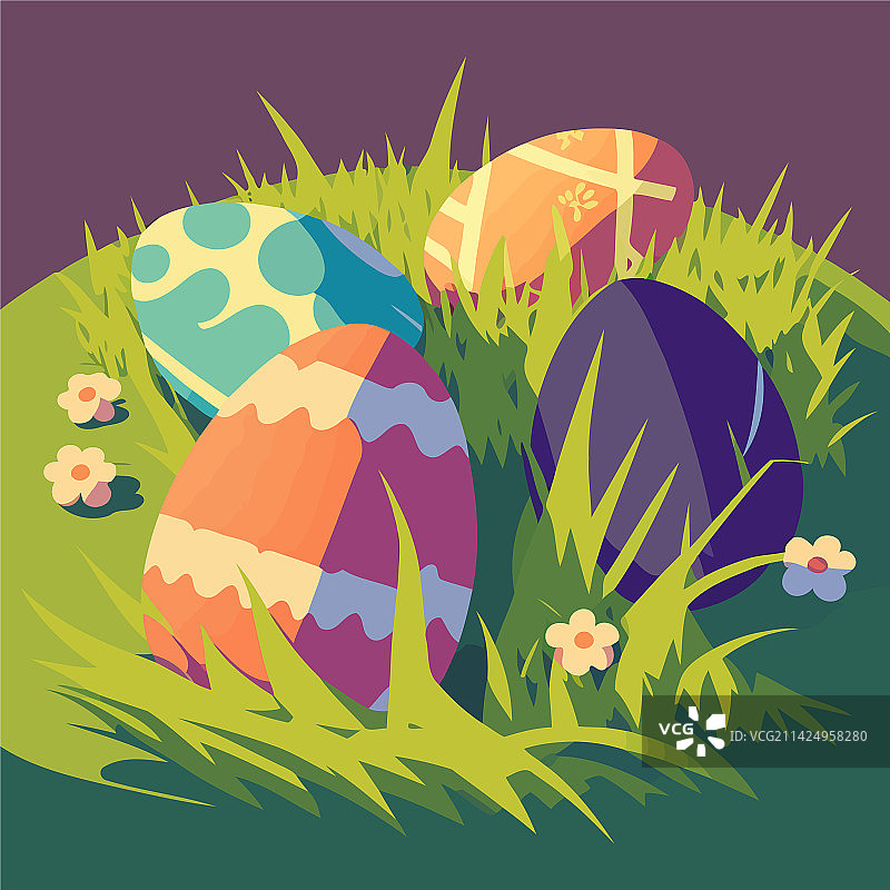 草地上的复活节彩蛋图片素材