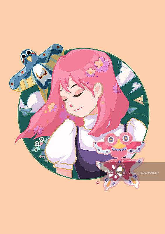 女神节风筝女生插画海报背景图片素材