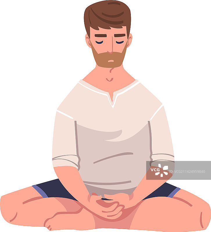 冥想中的留着胡须的男子角色图片素材