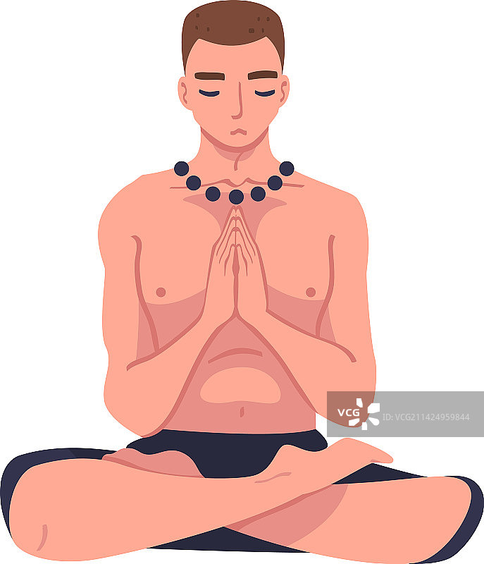 男人莲花坐冥想图片素材