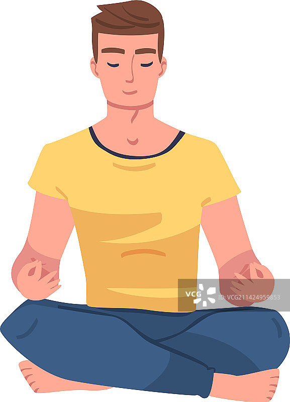 男人莲花坐冥想图片素材