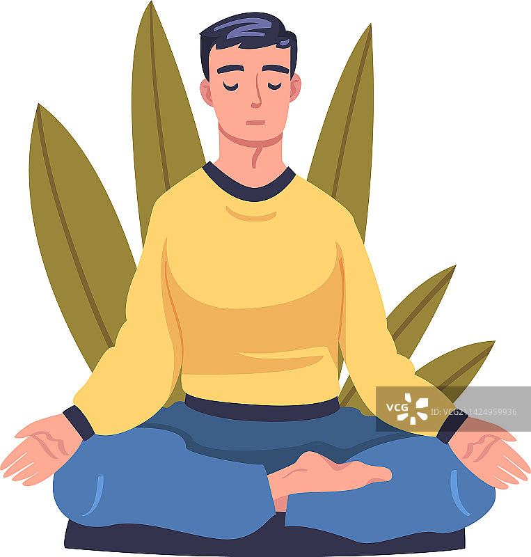 闭着眼睛冥想的年轻男子图片素材