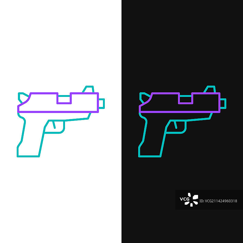 线条手枪或枪图标图片素材