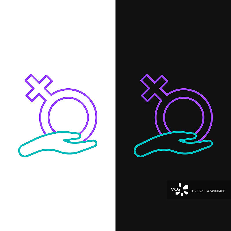 线条女性性别符号图标，白色背景图片素材