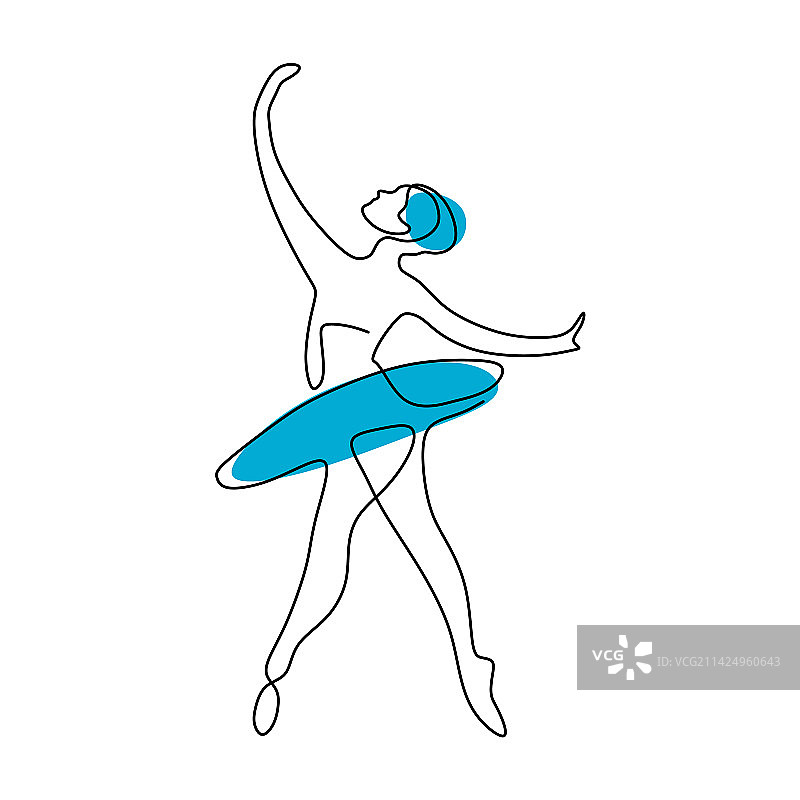 芭蕾舞者单线手绘图片素材