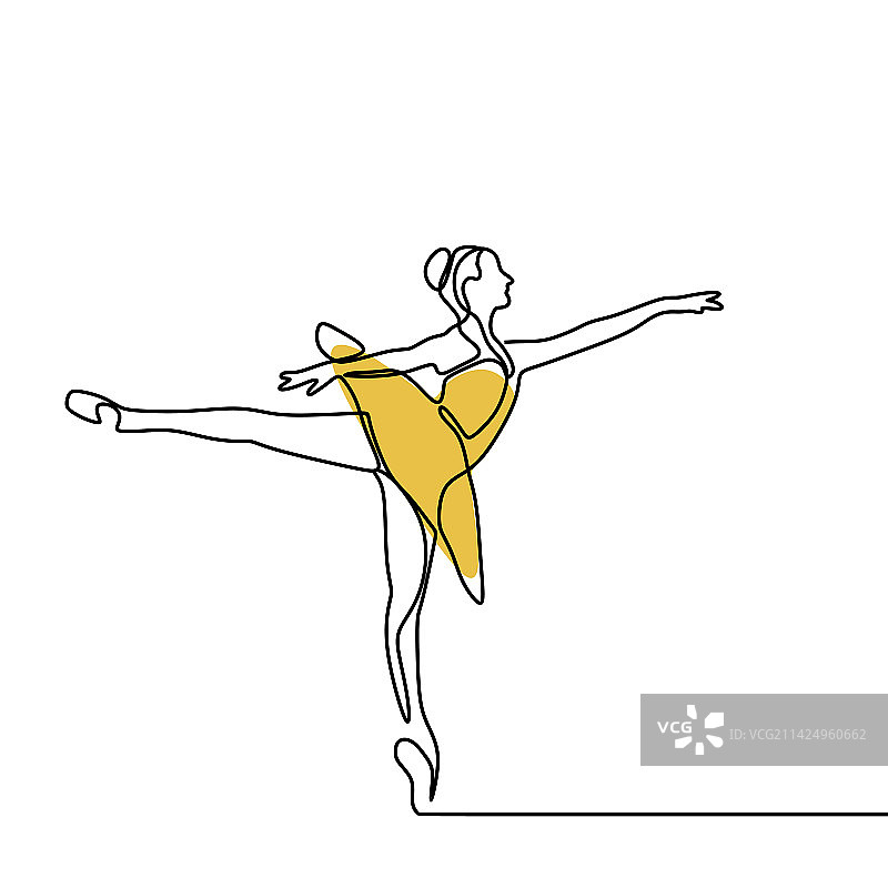 芭蕾舞者单线手绘图片素材