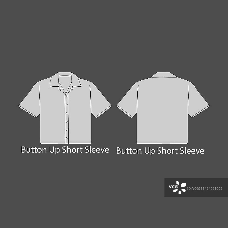 男士短袖衬衫时尚扁平款式图图片素材