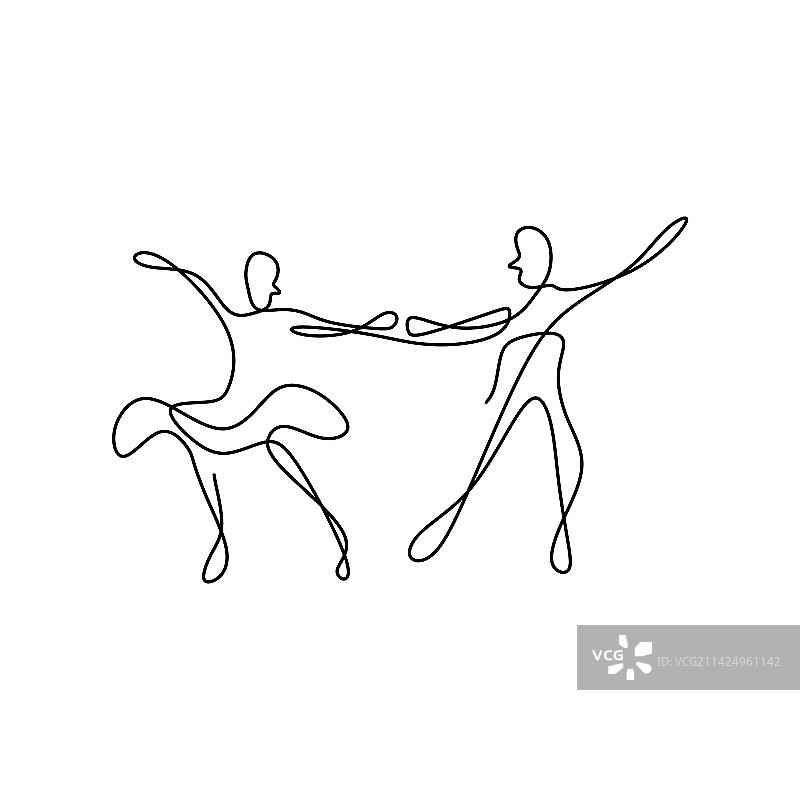 男人和女人的连续线条画图片素材