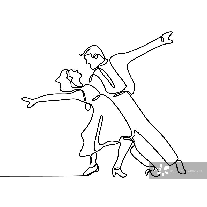 男人和女人的连续线条画图片素材
