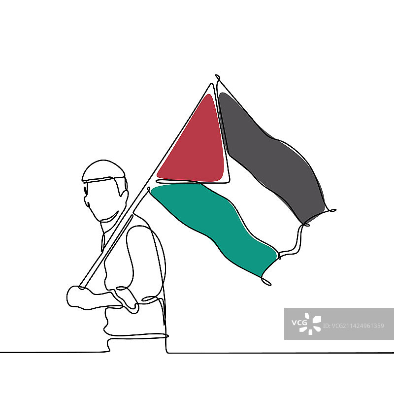 巴勒斯坦人连续线条画图片素材