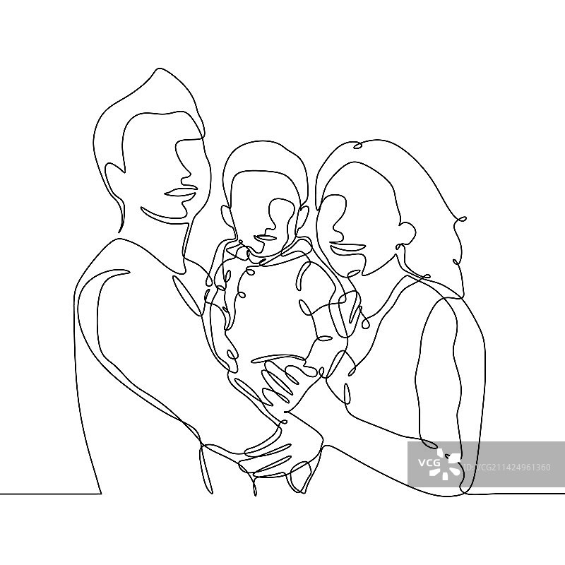 连续线条家庭成员父亲图片素材