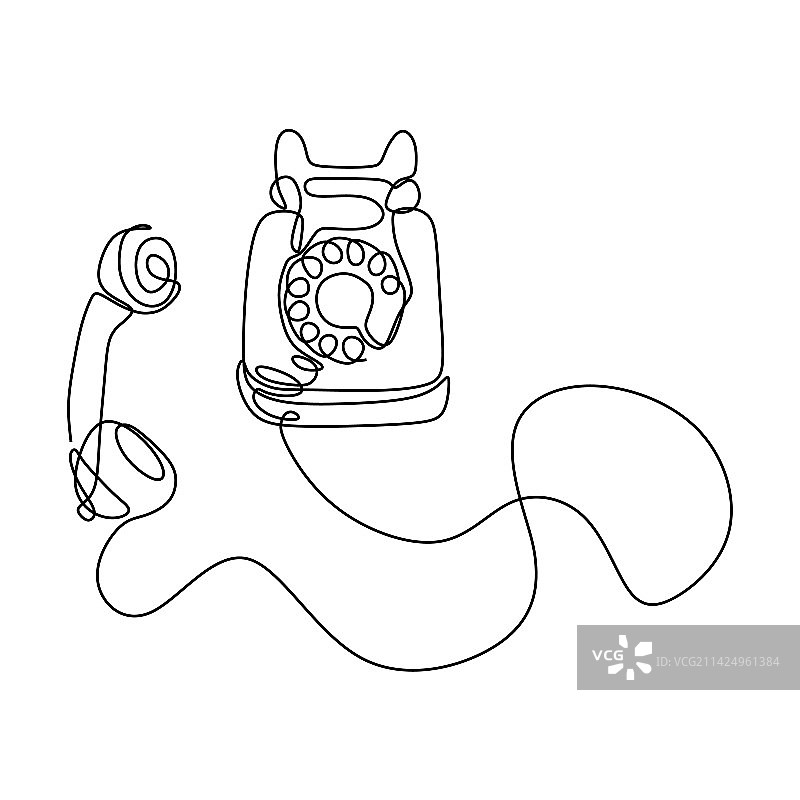 旧电话单线连续设计图片素材