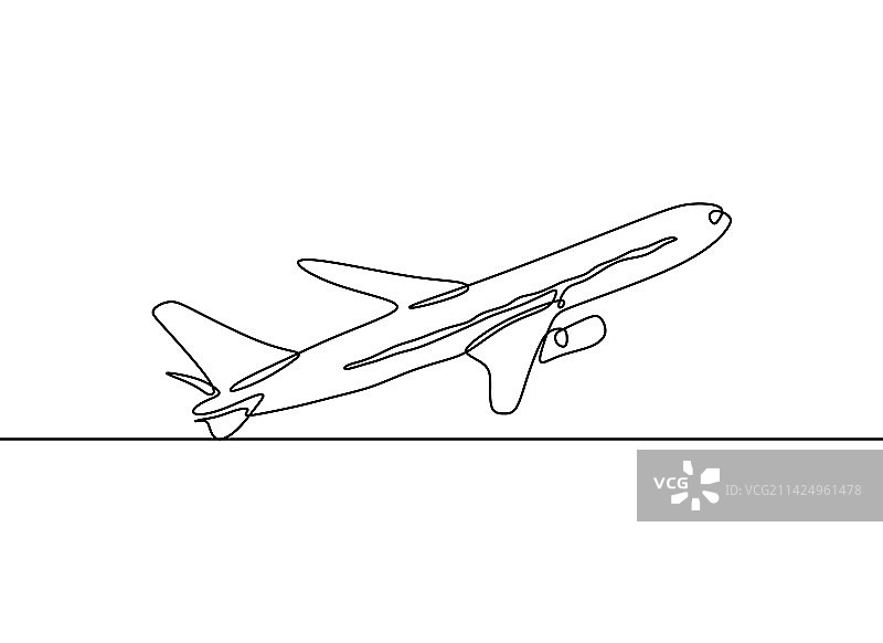 飞机飞行连续线条画图片素材